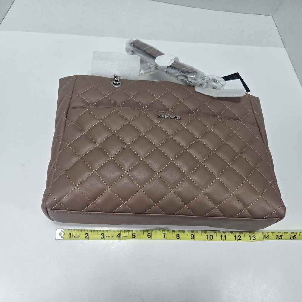 Nine West Loew Convertible Crossbody Quilted Sable Tan Brown Shoulder Bag - Picture 7 of 10